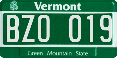 VT license plate BZO019