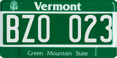 VT license plate BZO023
