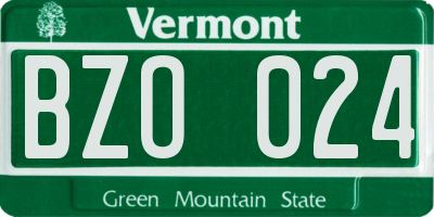 VT license plate BZO024