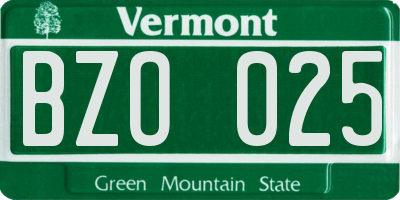 VT license plate BZO025