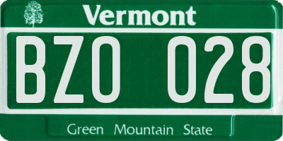 VT license plate BZO028