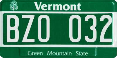 VT license plate BZO032
