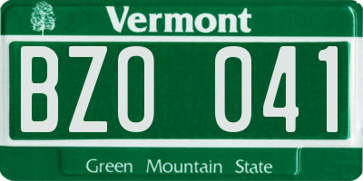 VT license plate BZO041