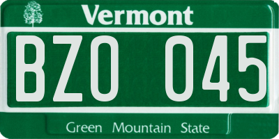 VT license plate BZO045