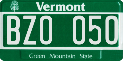VT license plate BZO050