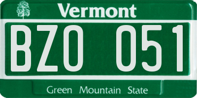 VT license plate BZO051