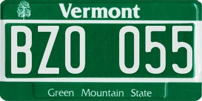 VT license plate BZO055