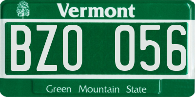 VT license plate BZO056