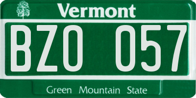 VT license plate BZO057
