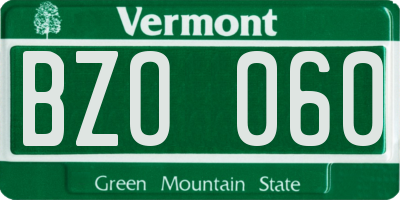 VT license plate BZO060