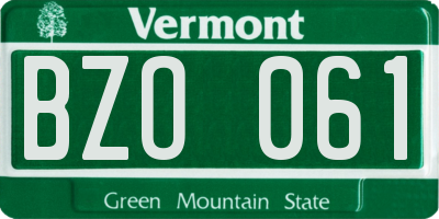 VT license plate BZO061