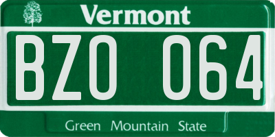 VT license plate BZO064