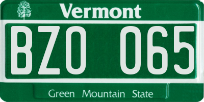 VT license plate BZO065