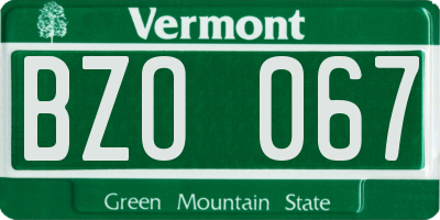 VT license plate BZO067