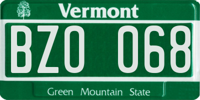 VT license plate BZO068
