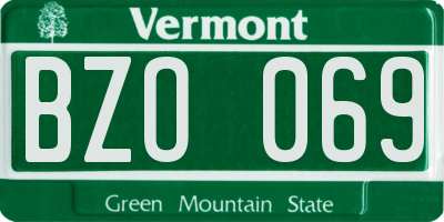 VT license plate BZO069