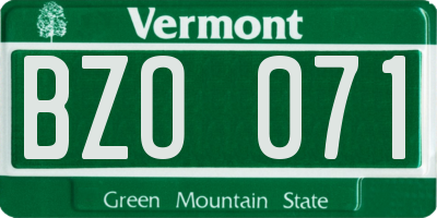 VT license plate BZO071