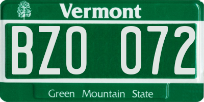 VT license plate BZO072