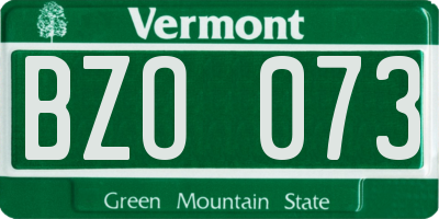 VT license plate BZO073
