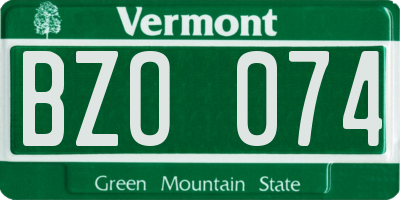 VT license plate BZO074