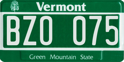 VT license plate BZO075