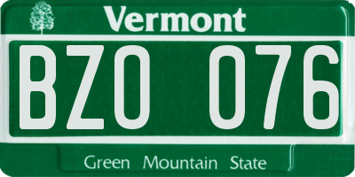 VT license plate BZO076
