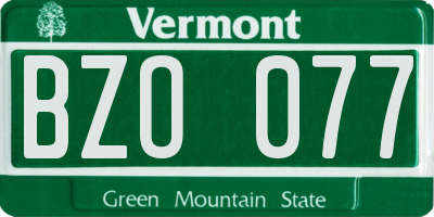 VT license plate BZO077