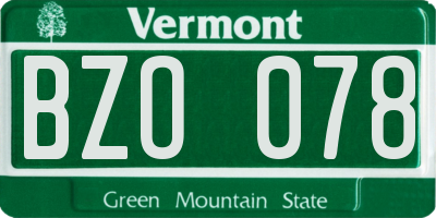 VT license plate BZO078