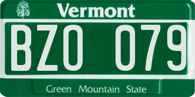 VT license plate BZO079