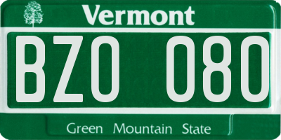 VT license plate BZO080