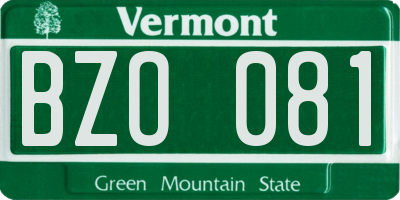 VT license plate BZO081