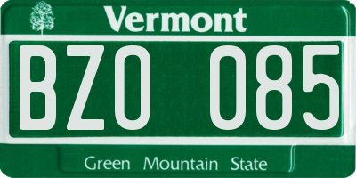 VT license plate BZO085