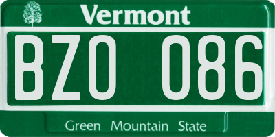 VT license plate BZO086