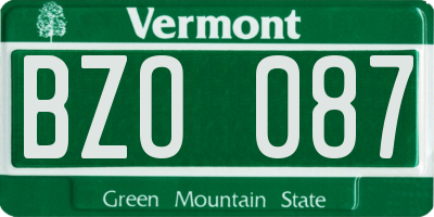 VT license plate BZO087