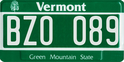 VT license plate BZO089