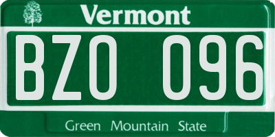 VT license plate BZO096