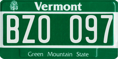 VT license plate BZO097