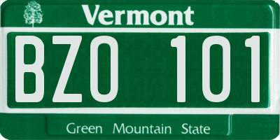 VT license plate BZO101