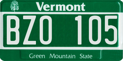 VT license plate BZO105