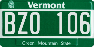 VT license plate BZO106