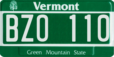 VT license plate BZO110