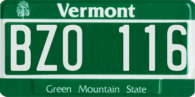 VT license plate BZO116