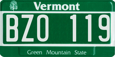 VT license plate BZO119