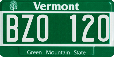VT license plate BZO120