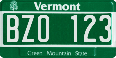 VT license plate BZO123