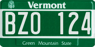 VT license plate BZO124