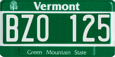 VT license plate BZO125