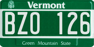 VT license plate BZO126