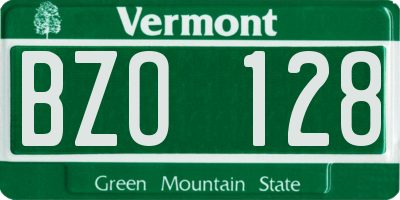 VT license plate BZO128