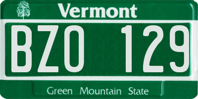 VT license plate BZO129